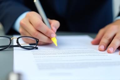 A legal professional reviewing documents