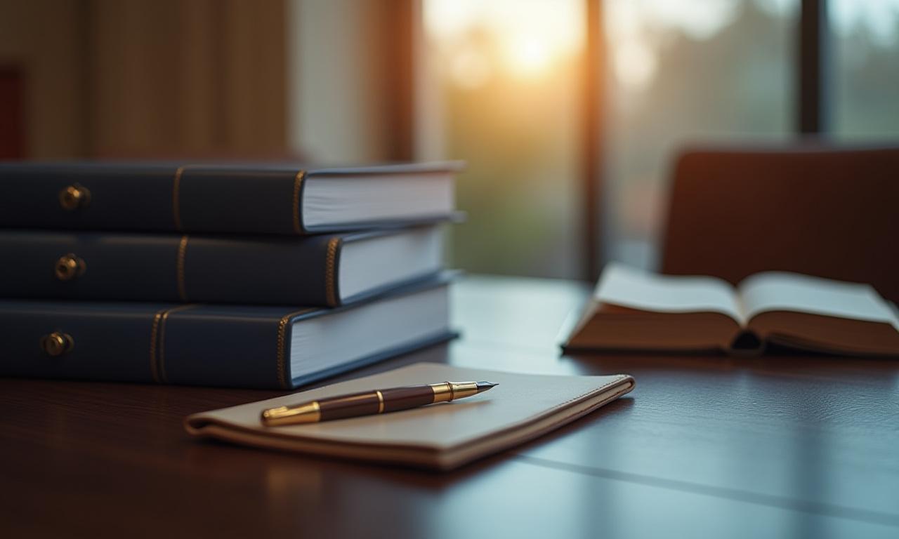 A professional legal negotiation setting with documents and fountain pens